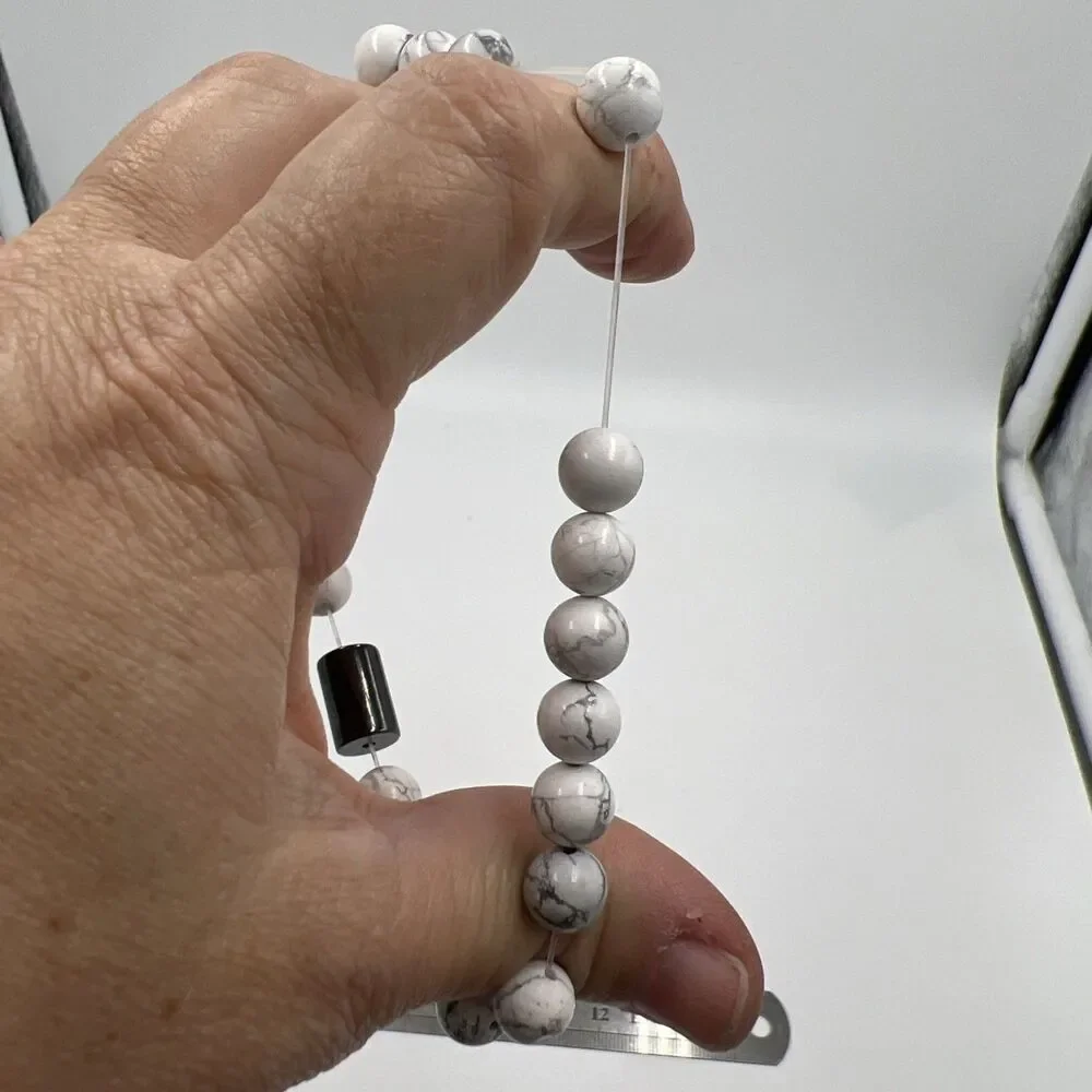 Stretch Bracelet Unisex Heavy Marble Stone Beads Minimalist Peacefulness Restful